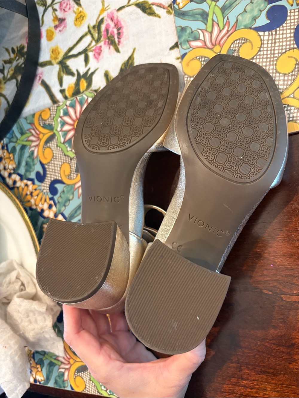 Vionic Metallic Silver Block Heel Sandals - Picture 9 of 12